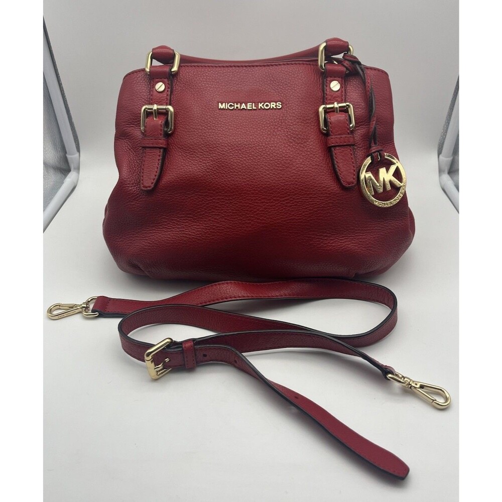 Michael Kors Red Pebbled Satchel/Purse, Detachable Strap, Dust Bag